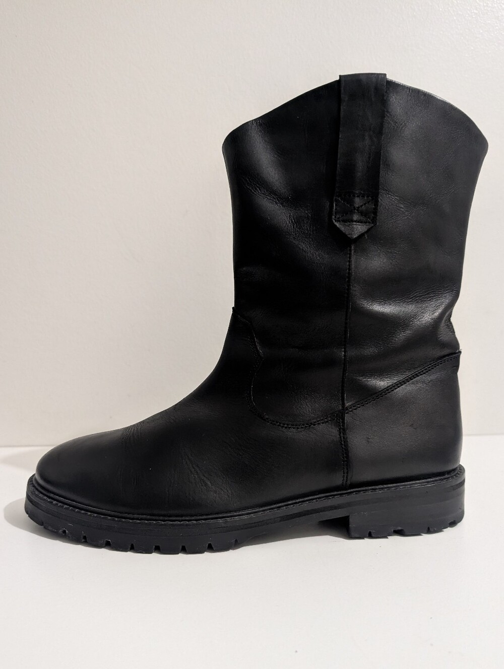 Asos Western Chelsea Black Leather Boots Women's 7 M